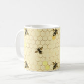 Stylish Gold Yellow bees Honeycomb Koffiemok (Voorkant links)