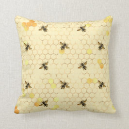 Stylish Gold Yellow bees Honeycomb Kussen