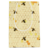 Stylish Gold Yellow bees Honeycomb Medium Cadeauzakje (Voorkant)
