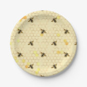 Stylish Gold Yellow bees Honeycomb Papieren Bordje (Voorkant)