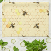 Stylish Gold Yellow bees Honeycomb Theedoek (Gevouwen)