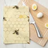 Stylish Gold Yellow bees Honeycomb Theedoek (Quarter Fold)