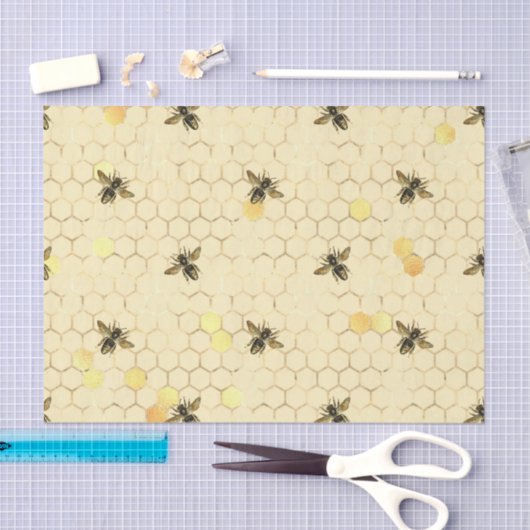Stylish Gold Yellow bees Honeycomb Tissuepapier (Craft)
