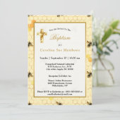 Stylish Gold Yellow bijen Honeycomb Baptisme Kaart (Staand voorkant)