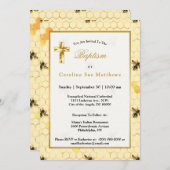 Stylish Gold Yellow bijen Honeycomb Baptisme Kaart (Voorkant / Achterkant)