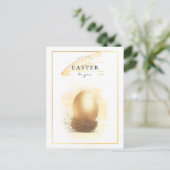 Stylish Golden Egg | Happy Easter Pencil Art Briefkaart (Staand voorkant)