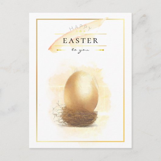 Stylish Golden Egg | Happy Easter Pencil Art Briefkaart (Voorkant)