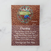 Stylish Golfers Masculine Brown Faux Leather Xmas Feestdagen Kaart (Binnen)