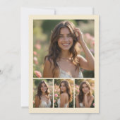 Stylish Graduation Cap 4-Photo Collage Floral Kaart (Achterkant)