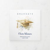 Stylish Graduation Cap Pastel Tones & Glitter Drieluik Aankondiging (Cover)