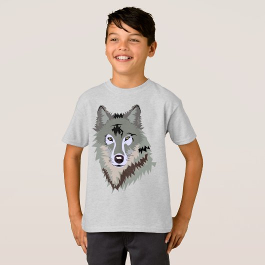 STYLISH GRAY WOLF-ILLUSTRATIE T-SHIRT (Voorkant volledig)