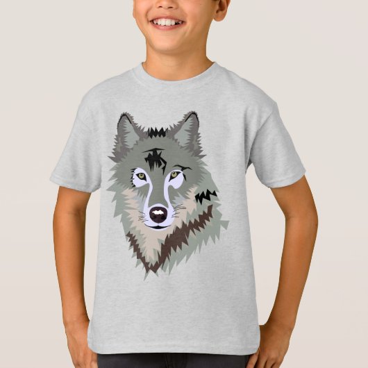 STYLISH GRAY WOLF-ILLUSTRATIE T-SHIRT (Voorkant)