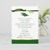 Stylish Green and Gold Graduation Party Invitation Kaart (Staand voorkant)