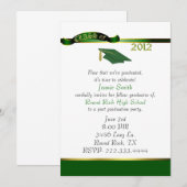 Stylish Green and Gold Graduation Party Invitation Kaart (Voorkant / Achterkant)
