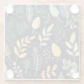 Stylish Green and Yellow Foliage Pattern  Glazen Onderzetter (Achterkant)