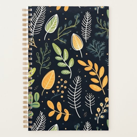 Stylish Green and Yellow Foliage Pattern  Planner (Voorkant)