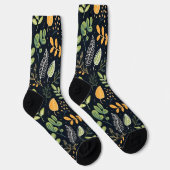 Stylish Green and Yellow Foliage Pattern  Sokken (Rechts)