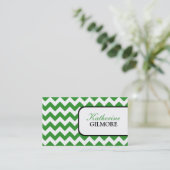 Stylish Green Chevron Visitekaartjes (Staand voorkant)