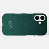 Stylish Green Faux Leather White Monogram Initial Case-Mate iPhone Case (Achterkant (horizontaal))