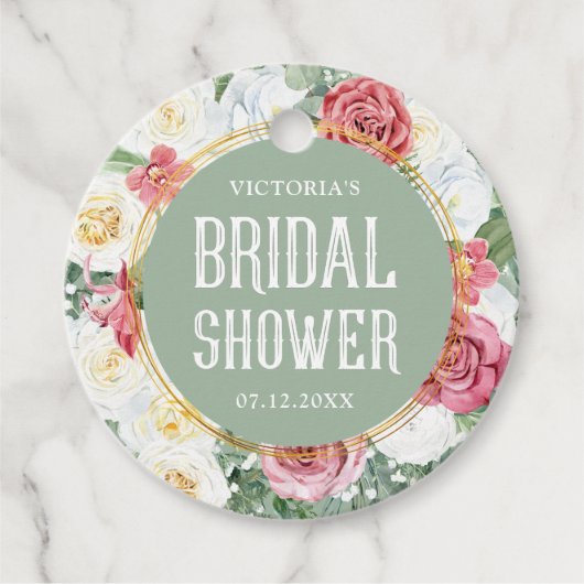 Stylish Green Floral Boho Vrijgezellenfeest Bedankjes Labels (Voorkant)