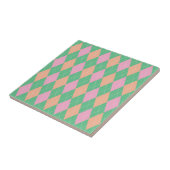 Stylish Green Orange Pink Argyle Pattern Tegeltje (Zijkant)