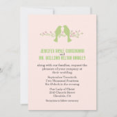 Stylish Green Tortelduifjes Wedding Invitation Kaart (Voorkant)