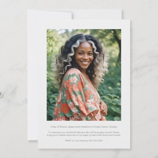Stylish Greenery Frame Photo Funeral Invitation Kaart (Achterkant)