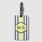 Stylish Grey and Yellow Stripes Monogram Bagagelabel (Voorkant (verticaal))