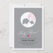 Stylish Grey Elephants Baby shower Invitation Kaart (Voorkant)