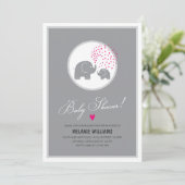 Stylish Grey Elephants Baby shower Invitation Kaart (Staand voorkant)