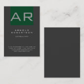 Stylish Grey Green Trendy Monogram Visitekaartje (Voorkant / Achterkant)