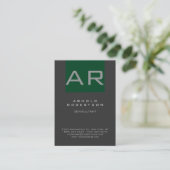 Stylish Grey Green Trendy Monogram Visitekaartje (Staand voorkant)