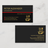 Stylish Grey Layers Red Line Waiter Butler Service Visitekaartje (Voorkant / Achterkant)