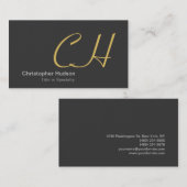 Stylish Grey Monogram Consultant Visitekaartje (Voorkant / Achterkant)