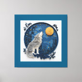 Stylish Grey Wolf Howling at the Moon  Canvas Afdruk (Voorkant)