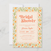 Stylish Groovy Retro 70s Floral Vrijgezellenfeest Kaart (Voorkant)