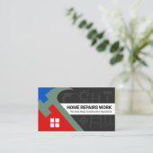 Stylish Hammer Roof Silhouette Handyman Tools Visitekaartje (Staand voorkant)