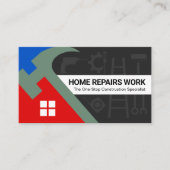 Stylish Hammer Roof Silhouette Handyman Tools Visitekaartje (Voorkant)