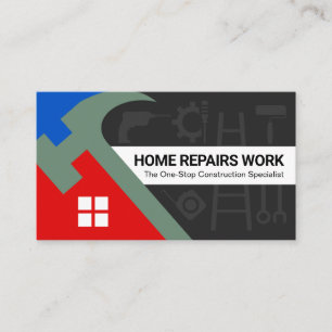 Stylish Hammer Roof Silhouette Handyman Tools Visitekaartje