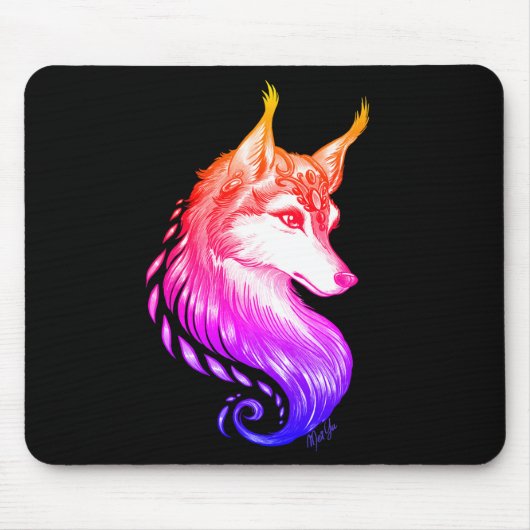 Stylish Hand Drawn Wolf Comfy Sunset Muismat (Voorkant)