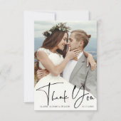 Stylish Hand Lettered 2 Photo Wedding Bedankkaart (Voorkant)