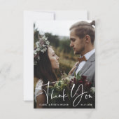 Stylish Hand Lettered Wedding 2 Foto Bedankkaart (Voorkant)