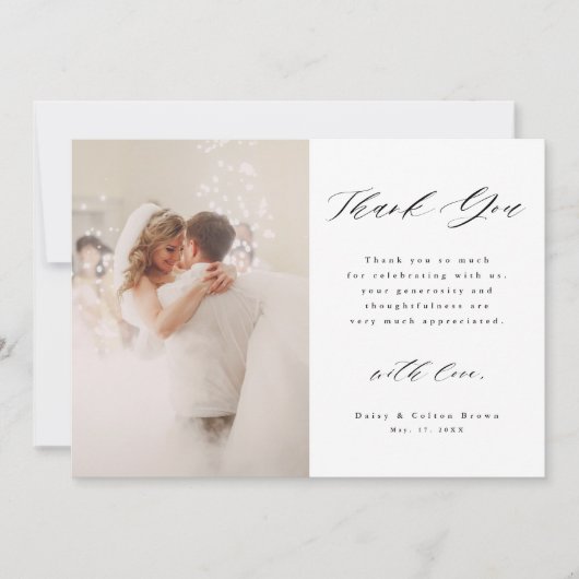 Stylish Hand Lettered Wedding 2 Foto Bedankkaart (Voorkant)