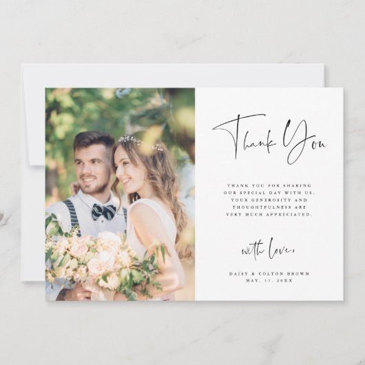 Stylish Hand Lettered Wedding 2 Foto Bedankkaart (Voorkant)