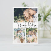 Stylish Hand Lettered Wedding 4 Foto Bedankkaart (Staand voorkant)