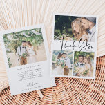 Stylish Hand Lettered Wedding 4 Foto Bedankkaart<br><div class="desc">Eenvoudige en stijlvolle bruiloft bedankt je kaart met een extra foto en aangepaste tekst op de achterkant. U kunt deze kaart voor een bruiloft, een afstuderen, een verloving, een herdenking of een speciale gebeurtenis gebruiken. Voor meer geavanceerde aanpassing van dit ontwerp, te klikken gelieve de BUTTON van het TOOL VAN...</div>