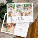 Stylish Hand Lettered Wedding 4 Foto Bedankkaart<br><div class="desc">Eenvoudige en stijlvolle bruiloft bedankt je kaart met een extra foto en aangepaste tekst op de achterkant. U kunt deze kaart voor een bruiloft, een afstuderen, een verloving, een herdenking of een speciale gebeurtenis gebruiken. Voor meer geavanceerde aanpassing van dit ontwerp, te klikken gelieve de BUTTON van het TOOL VAN...</div>