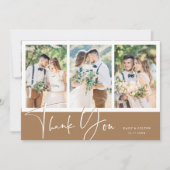 Stylish Hand Lettered Wedding 4 Foto Bedankkaart (Voorkant)