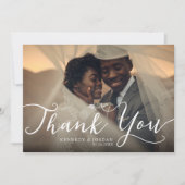 Stylish Hand Lettered Wedding Foto Bedankkaart (Voorkant)