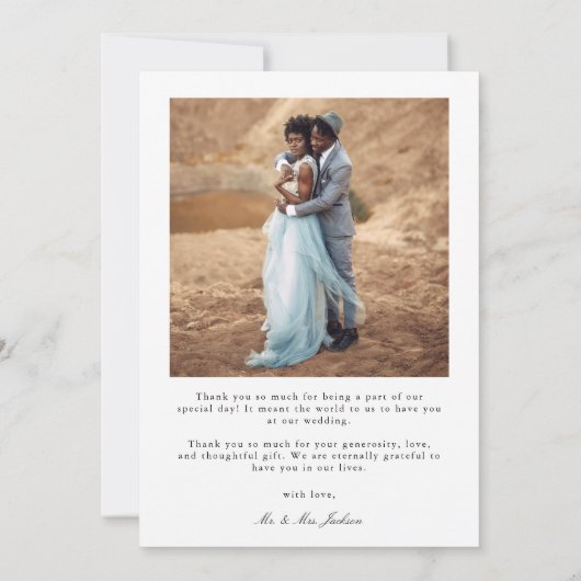 Stylish Hand Lettered Wedding Foto Bedankkaart (Achterkant)